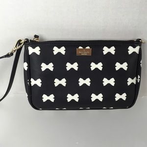 Kate Spade Black and White Bow Print Wristlet